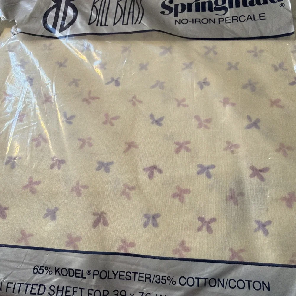 Vtg Bill Blasd Fitted Twin Sheet No Iron Percale 